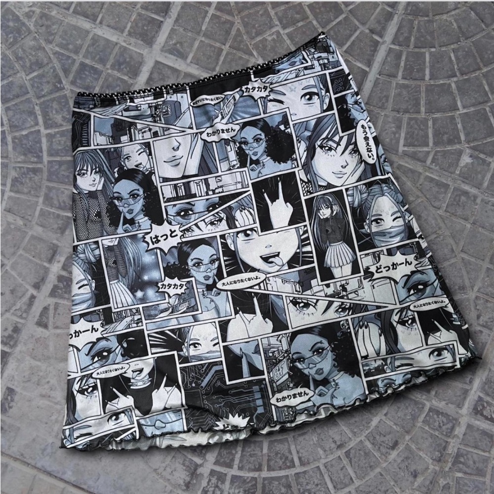 Mesh Anime Mini Skirt